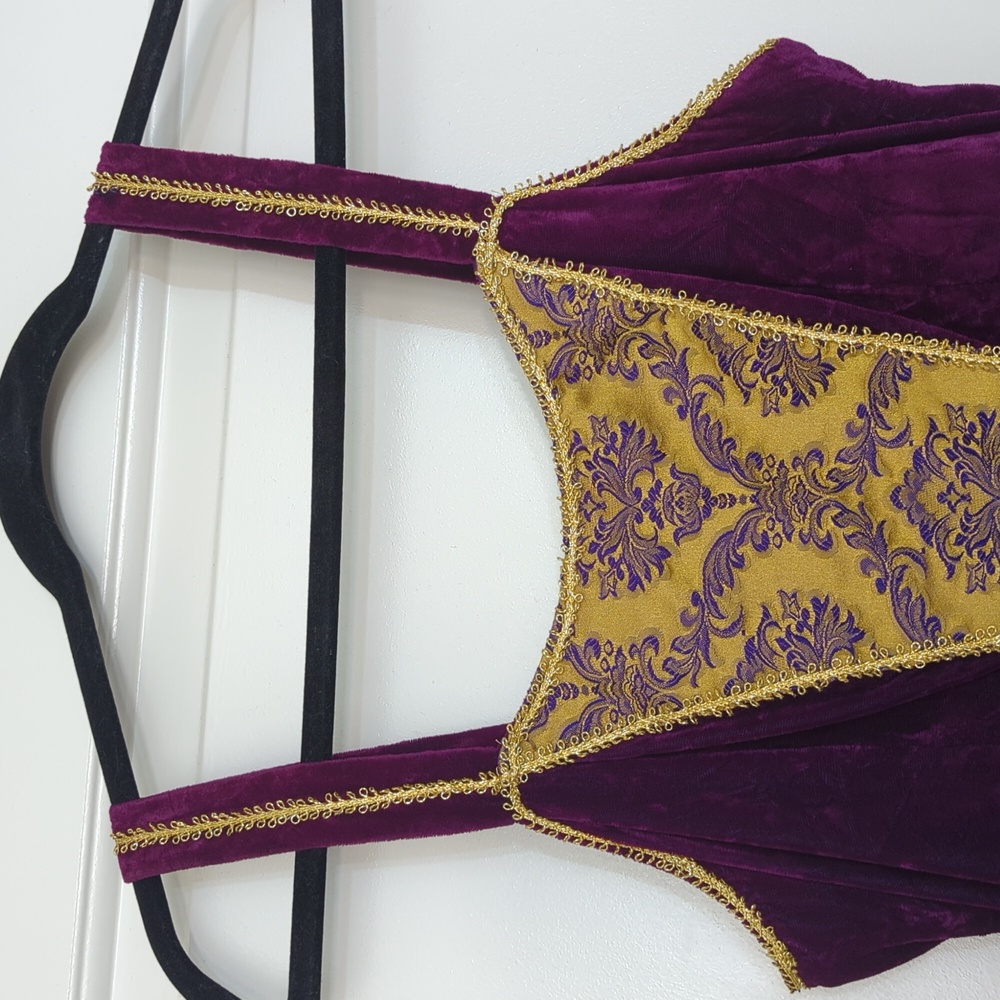 1990s Vintage Jeannie Nitro Purple and Gold Women's Dress - Picture 2 of 14